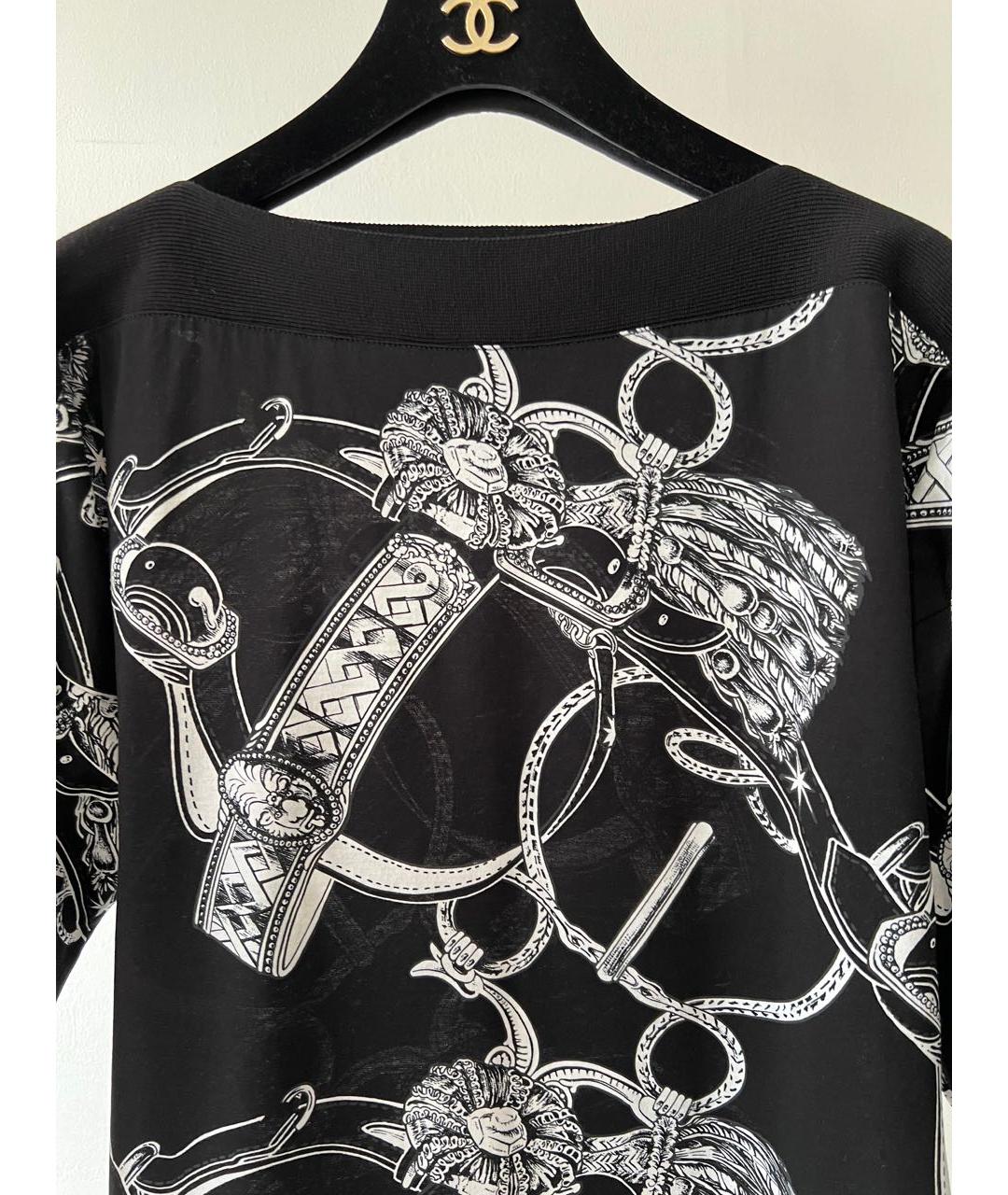 HERMES Черная шелковая блузы, фото 2