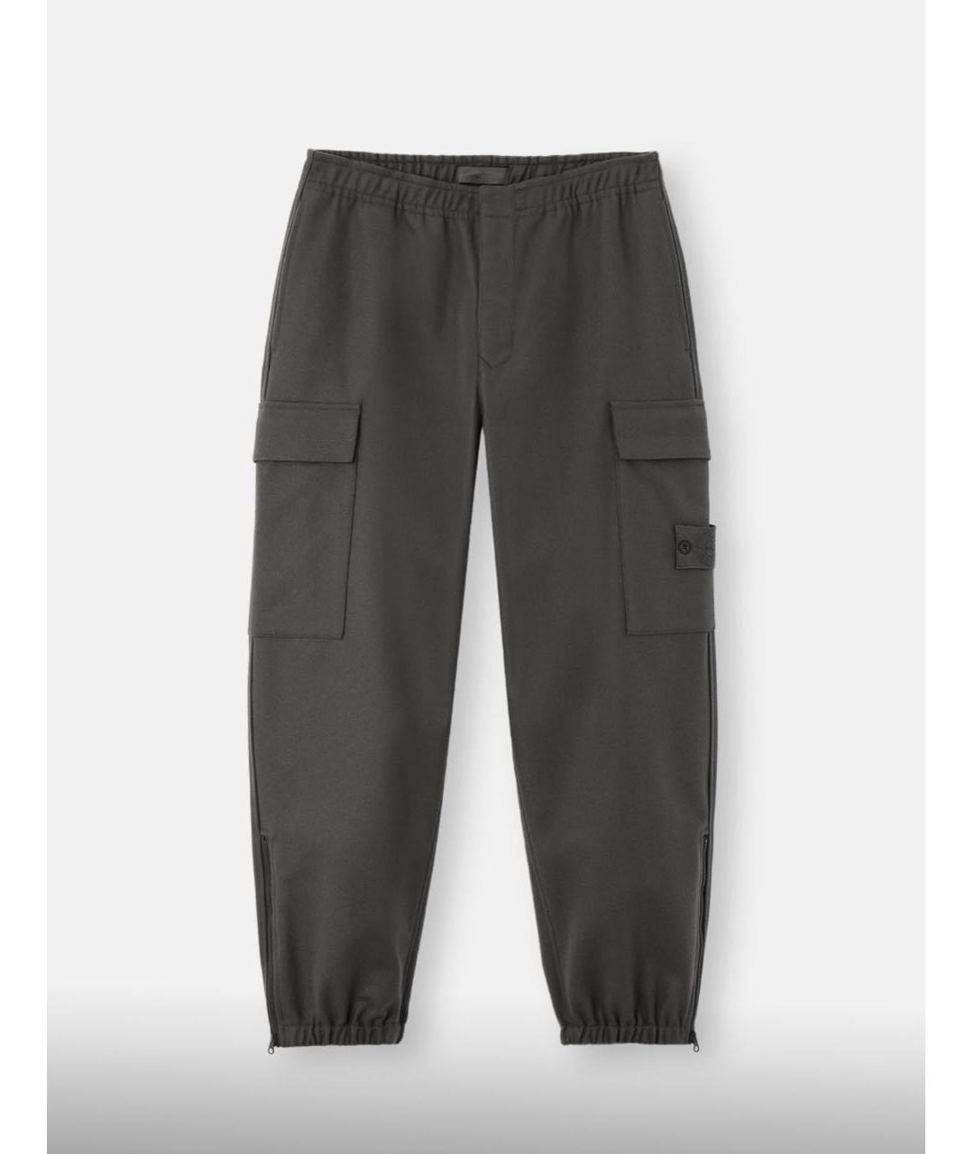 STONE ISLAND Серые шерстяные повседневные брюки, фото 5