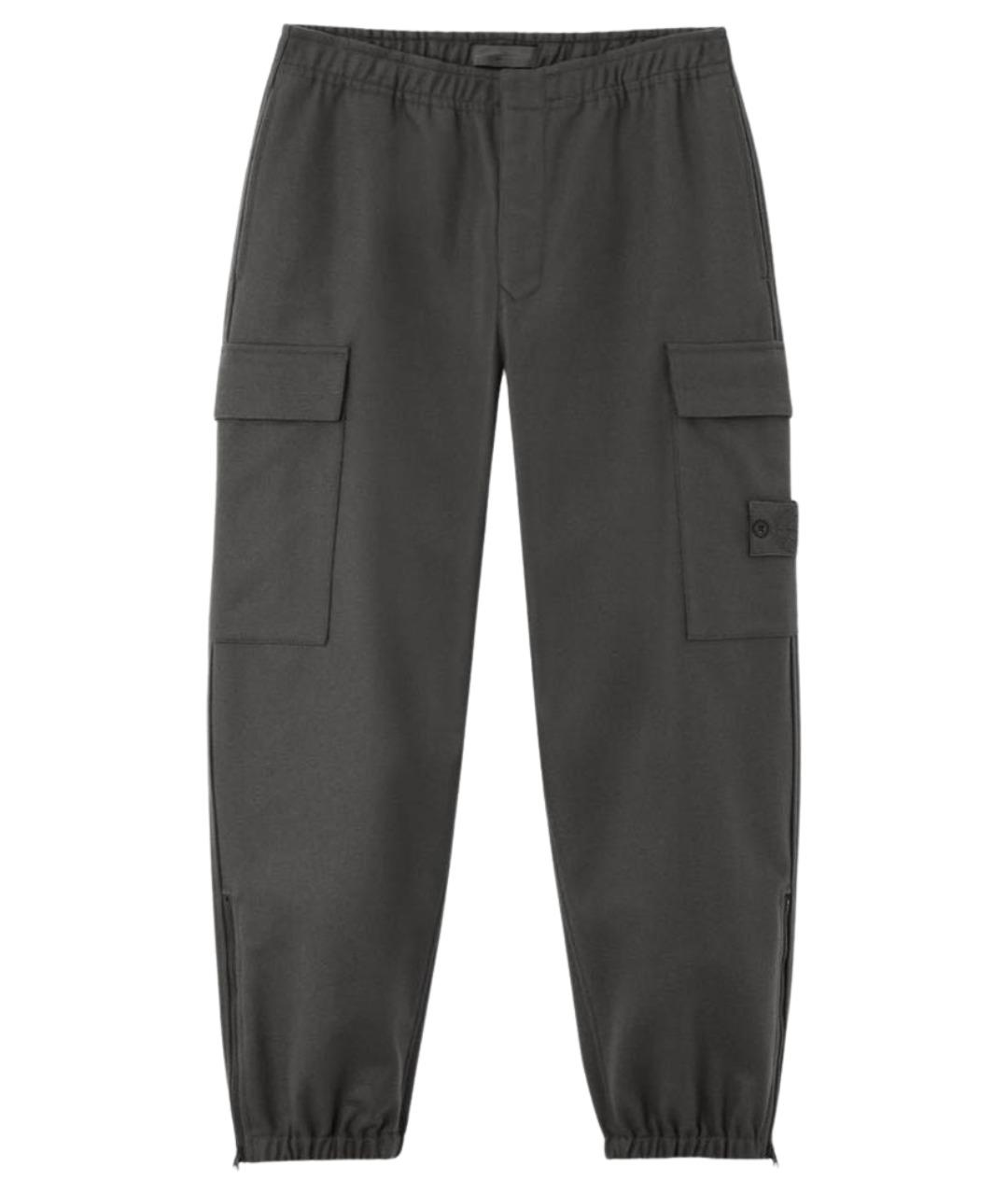 STONE ISLAND Серые шерстяные повседневные брюки, фото 1