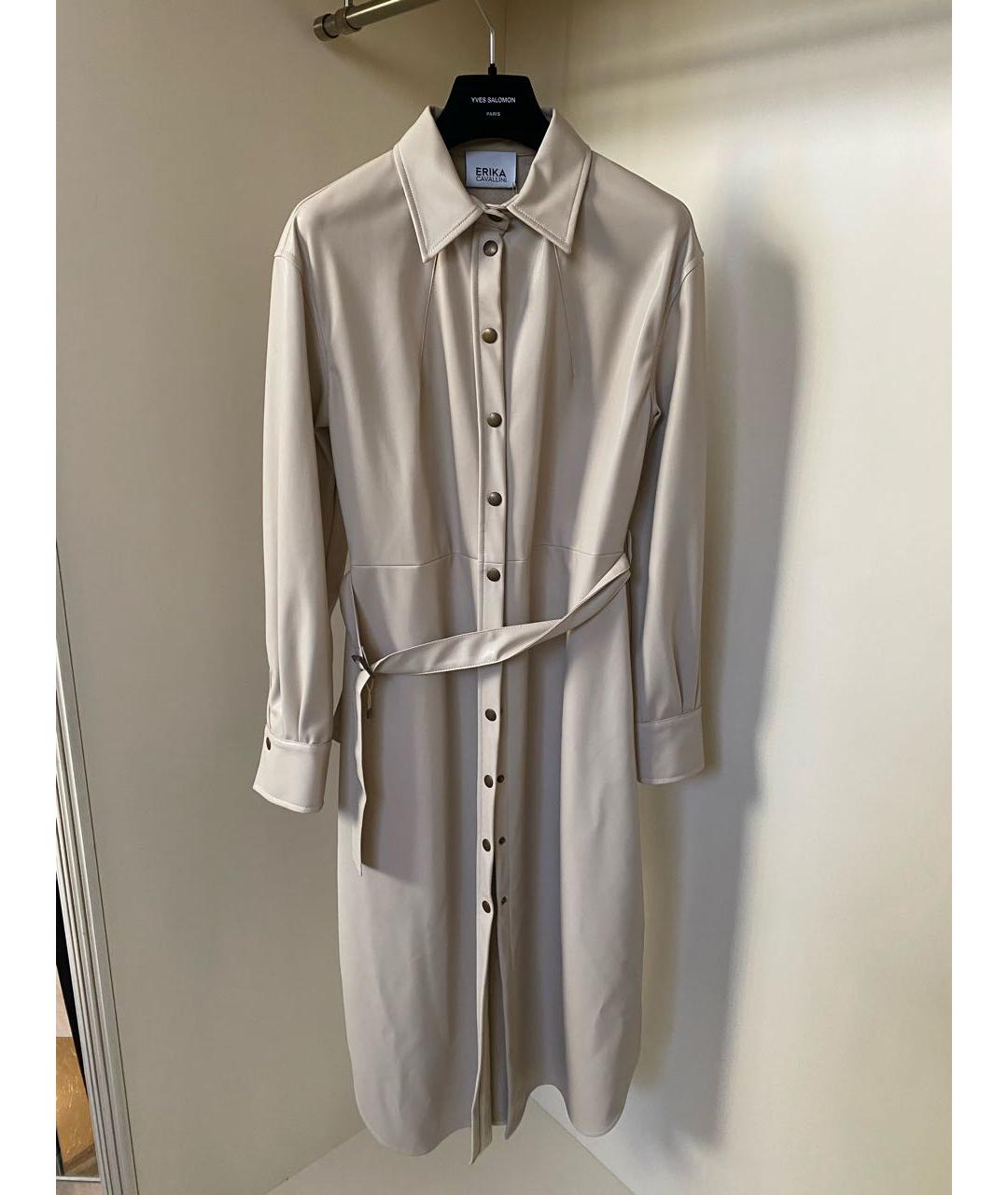 ERIKA CAVALLINI Бежевое полиуретановое повседневное платье, фото 4