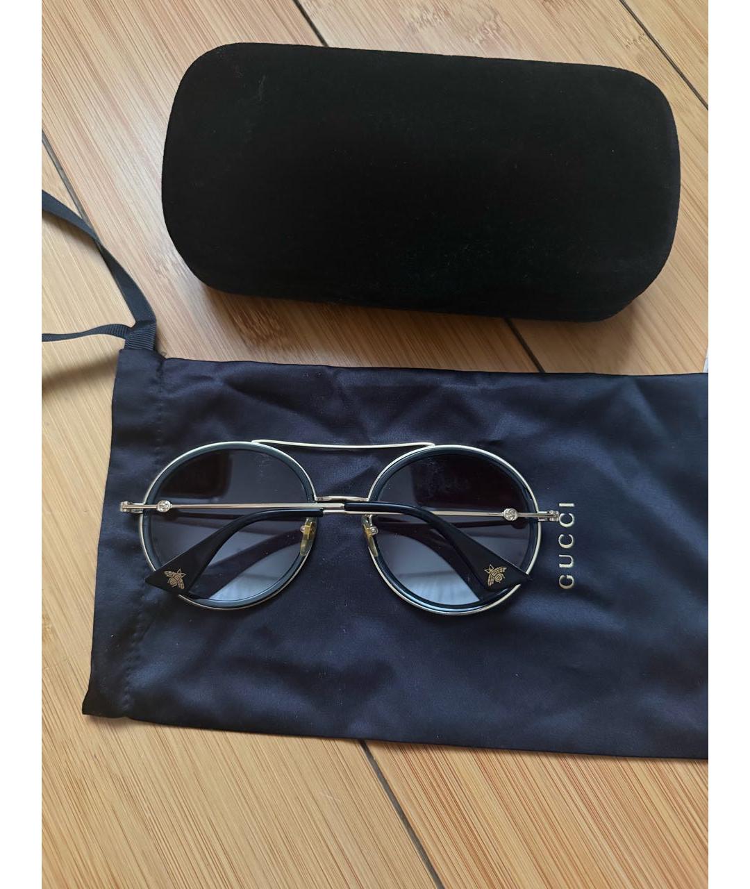 GUCCI Черные металлические солнцезащитные очки, фото 4