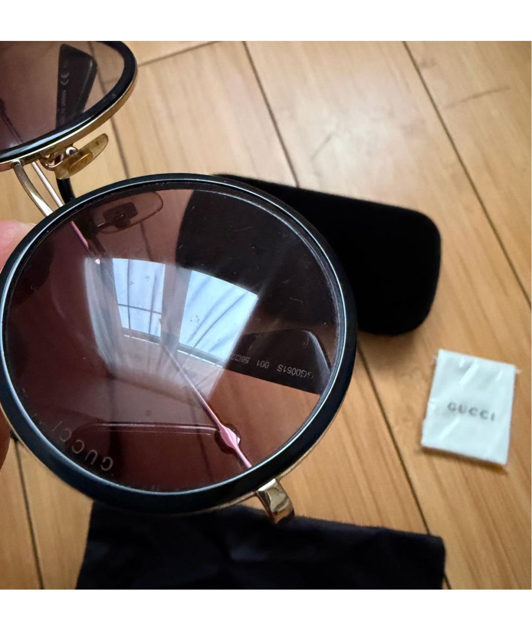GUCCI Черные металлические солнцезащитные очки, фото 7