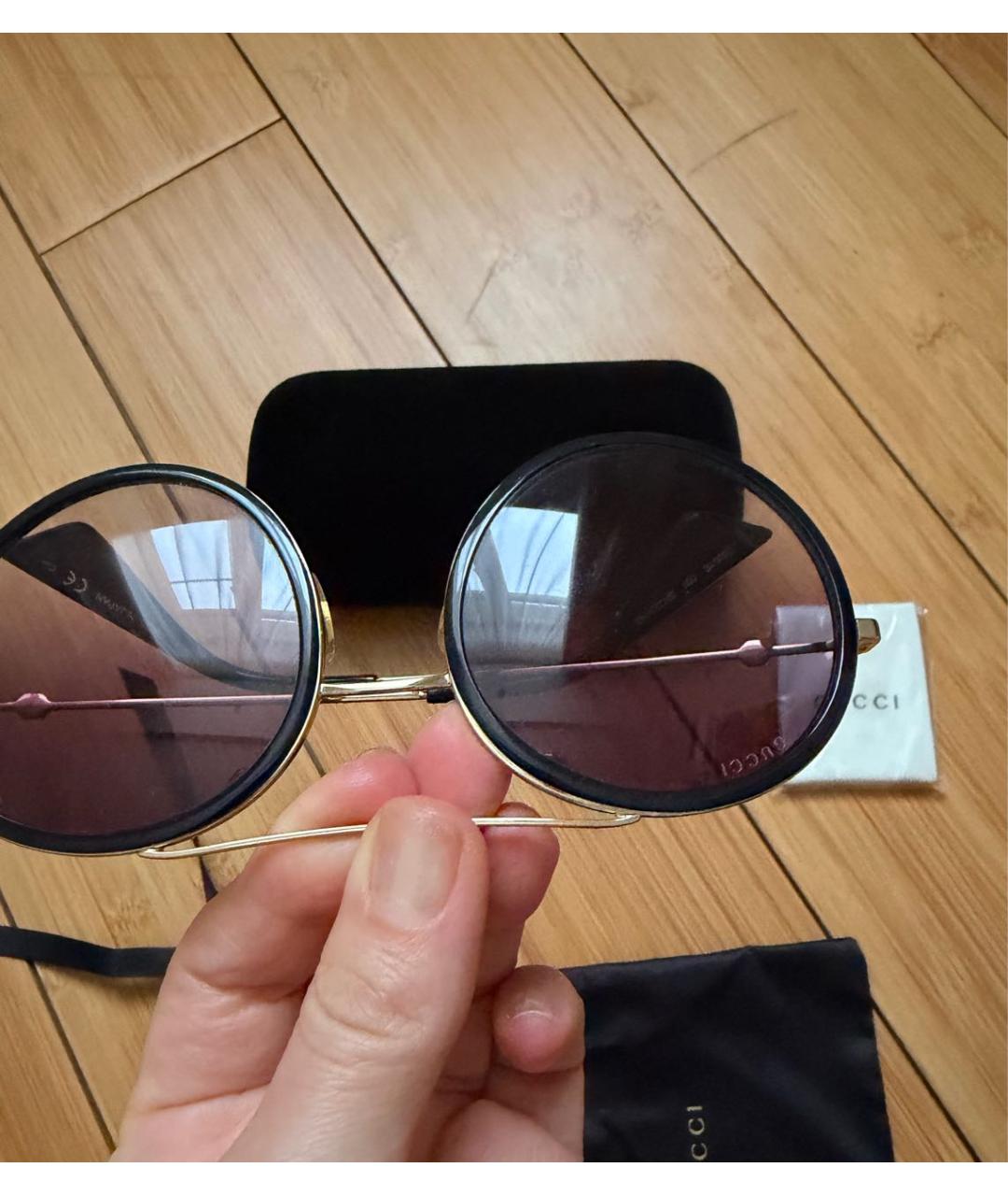 GUCCI Черные металлические солнцезащитные очки, фото 2