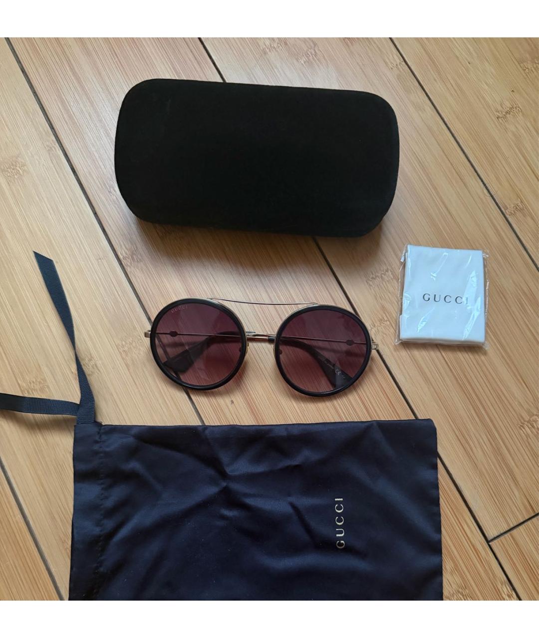 GUCCI Черные металлические солнцезащитные очки, фото 8