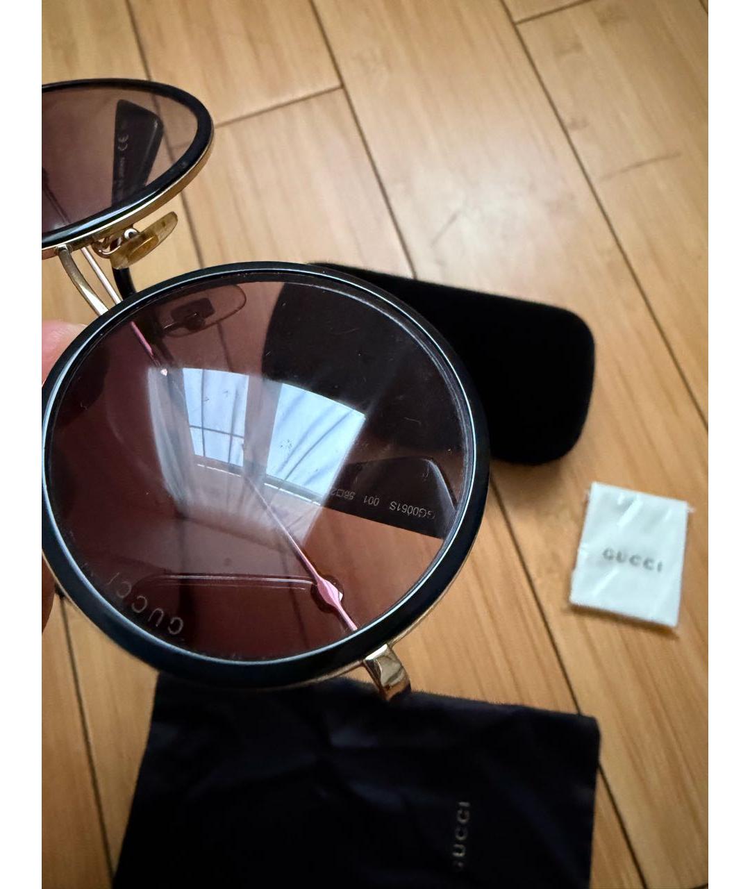 GUCCI Черные металлические солнцезащитные очки, фото 3