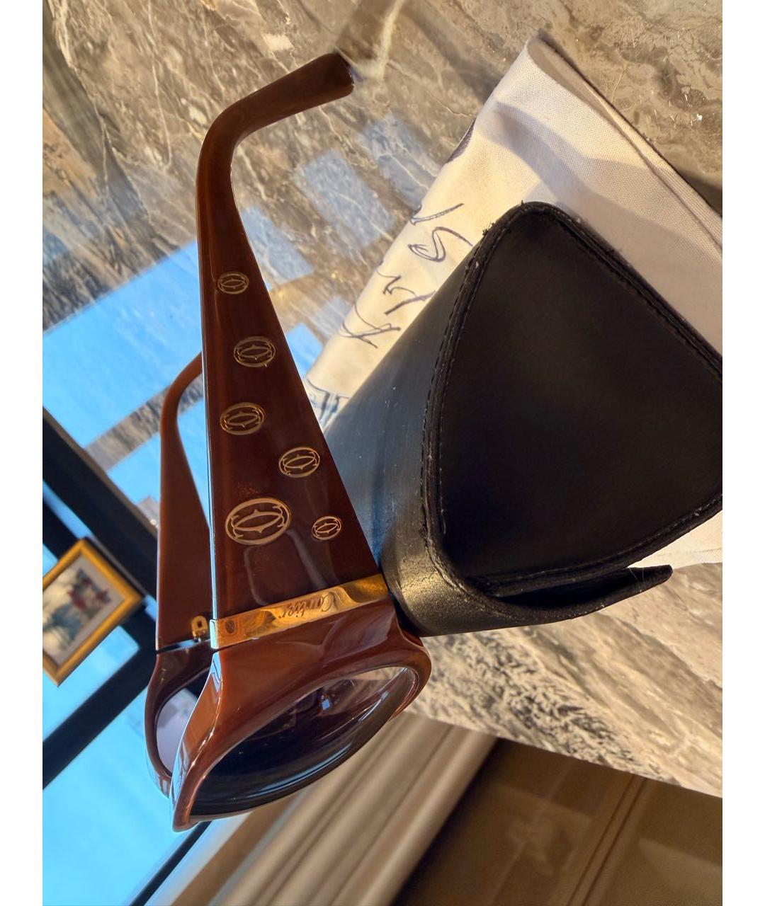 CARTIER Коричневые пластиковые солнцезащитные очки, фото 2