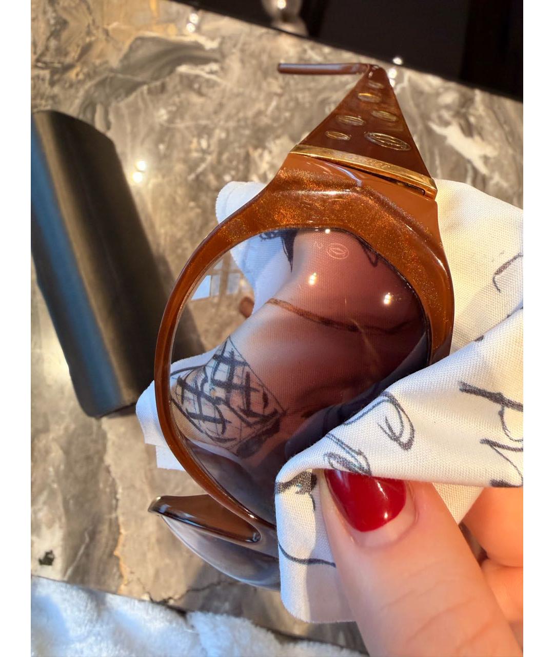 CARTIER Коричневые пластиковые солнцезащитные очки, фото 5