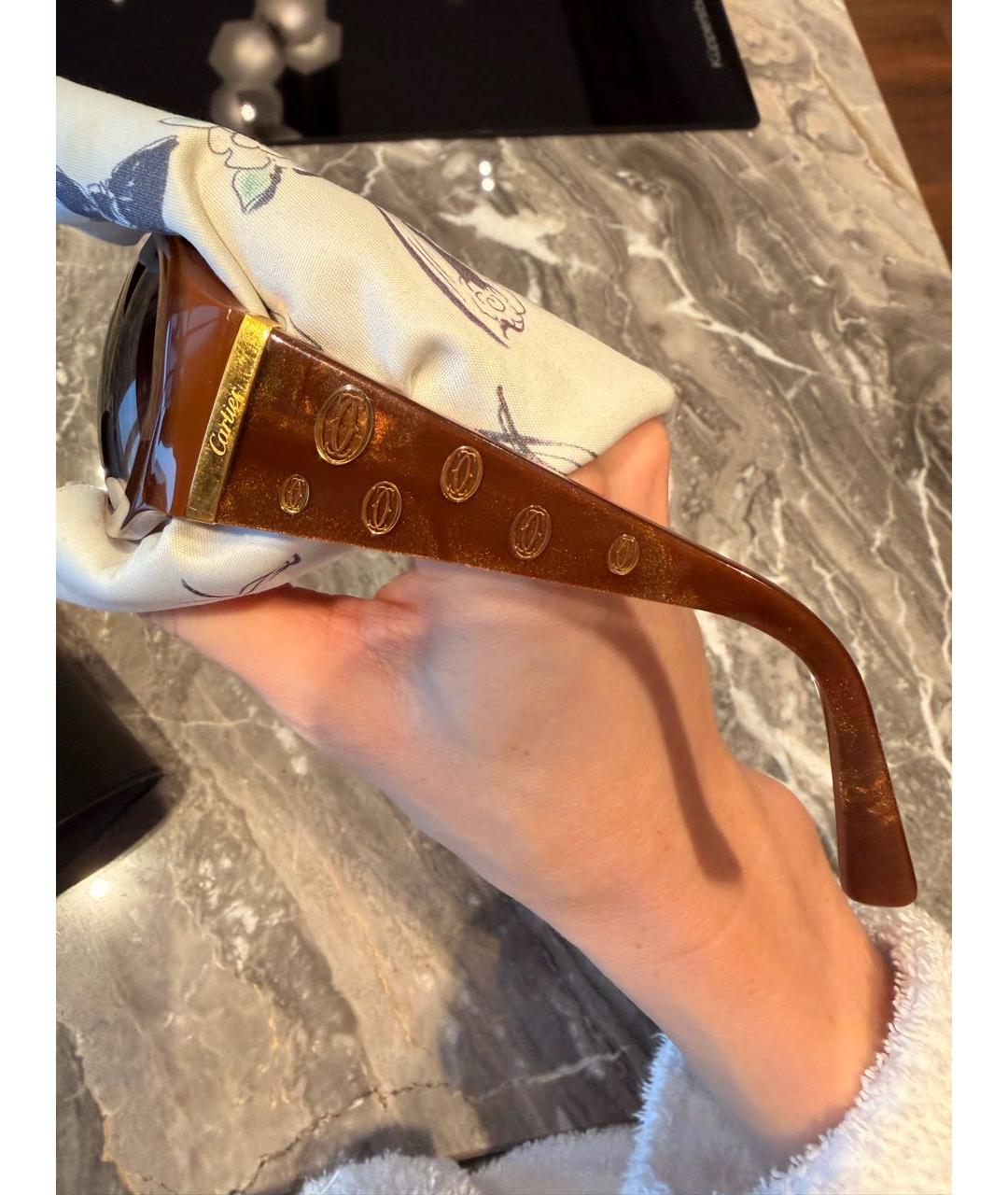 CARTIER Коричневые пластиковые солнцезащитные очки, фото 6