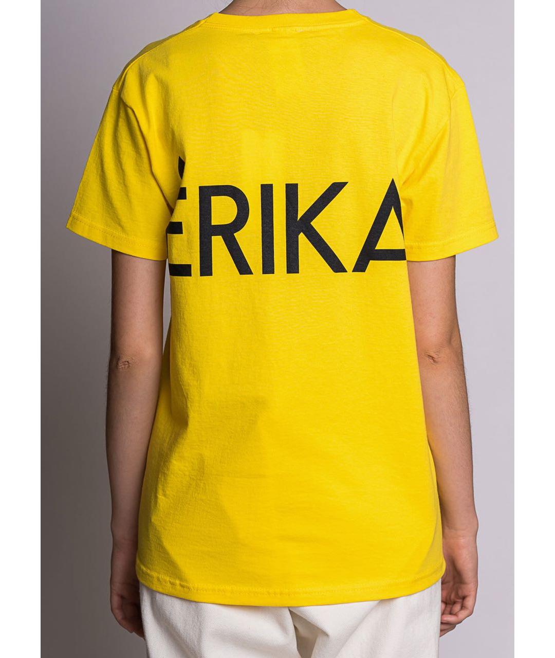 ERIKA CAVALLINI Желтая хлопковая футболка, фото 2