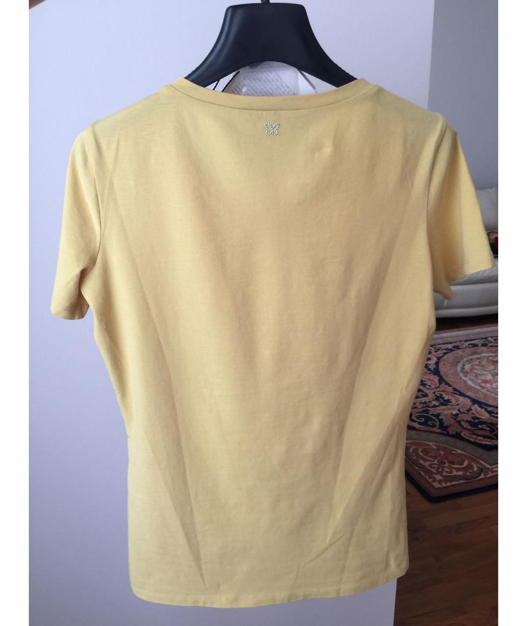 WEEKEND MAX MARA Желтая хлопко-эластановая футболка, фото 3