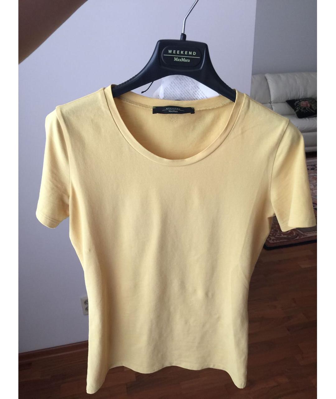 WEEKEND MAX MARA Желтая хлопко-эластановая футболка, фото 2