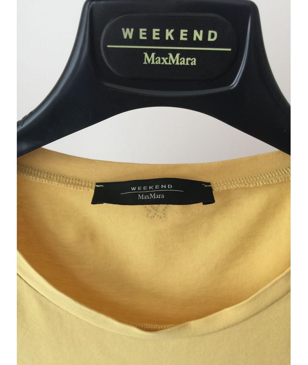 WEEKEND MAX MARA Желтая хлопко-эластановая футболка, фото 4