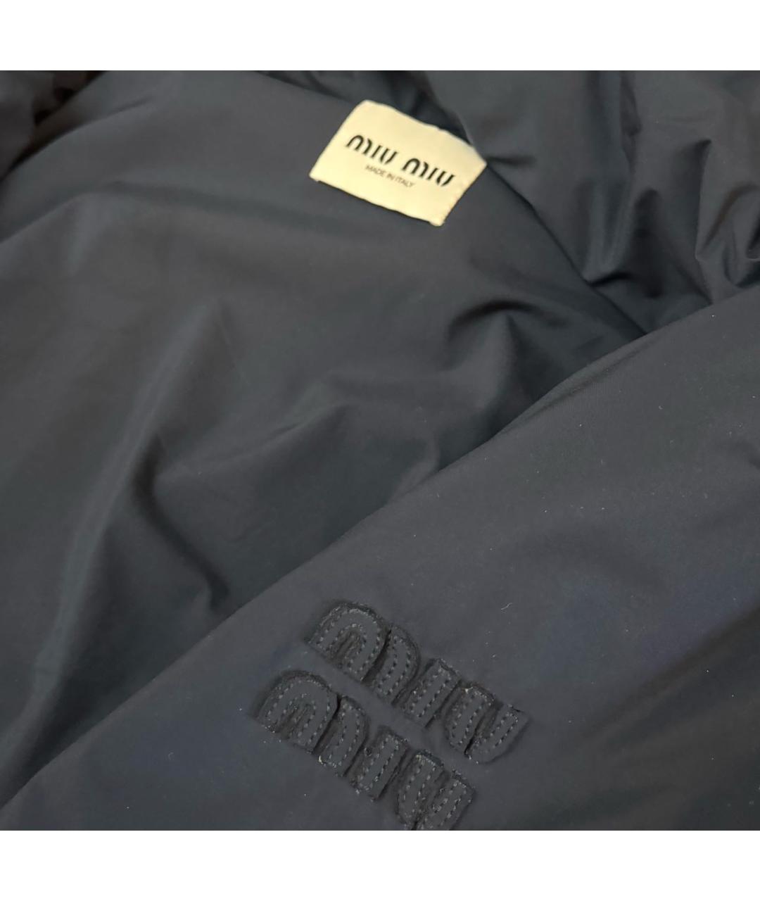 MIU MIU Темно-синяя полиэстеровая куртка, фото 2