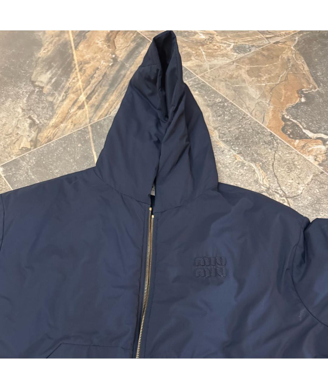 MIU MIU Темно-синяя полиэстеровая куртка, фото 3