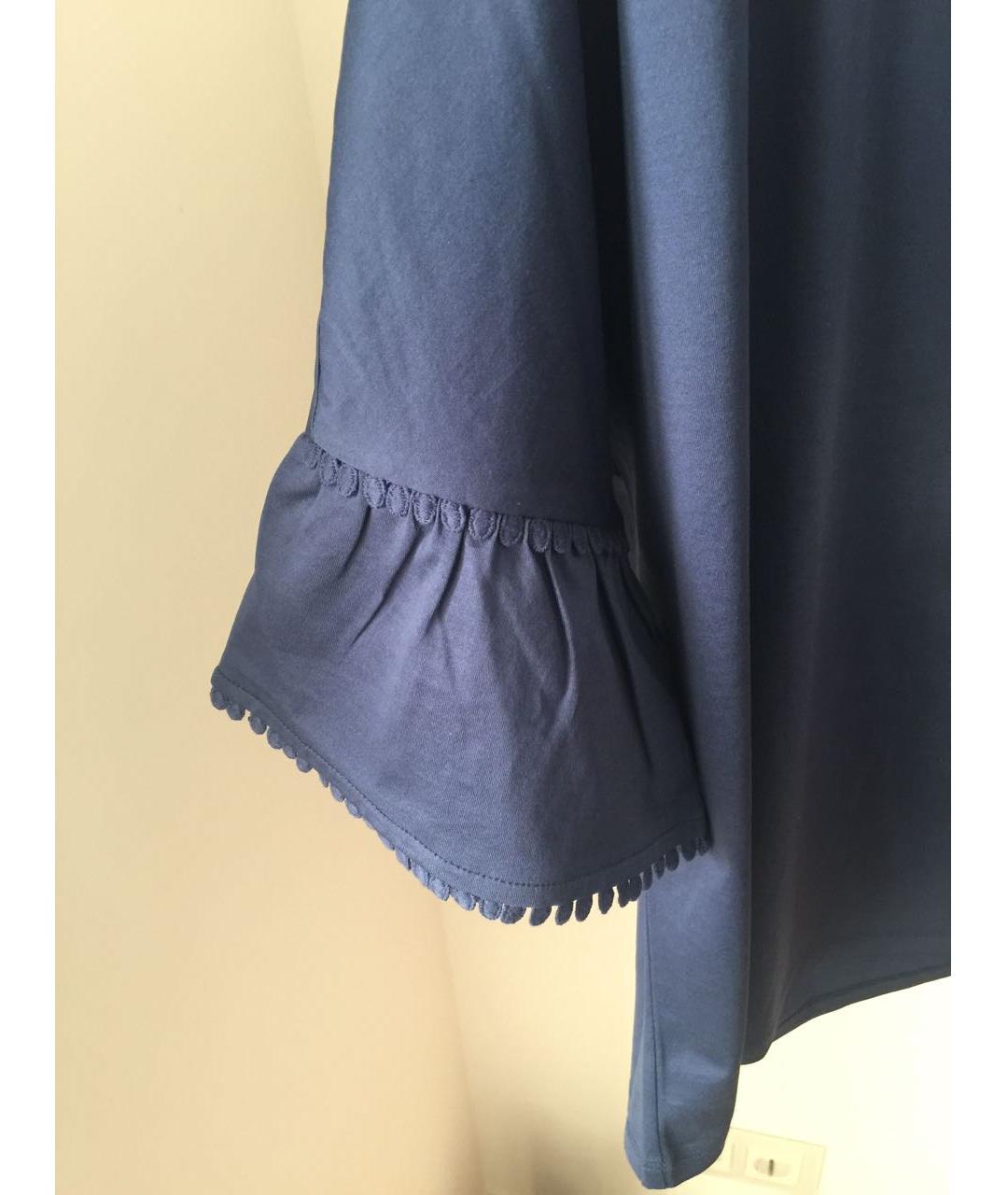 WEEKEND MAX MARA Темно-синяя хлопко-эластановая блузы, фото 3