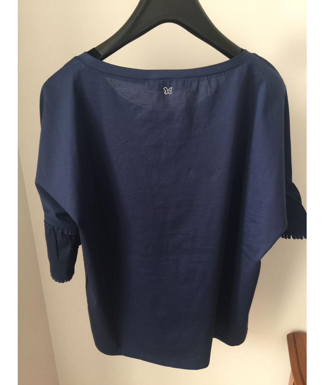 WEEKEND MAX MARA Темно-синяя хлопко-эластановая блузы, фото 2