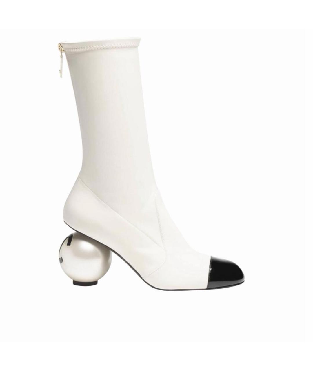 CHANEL Белые кожаные сапоги, фото 3