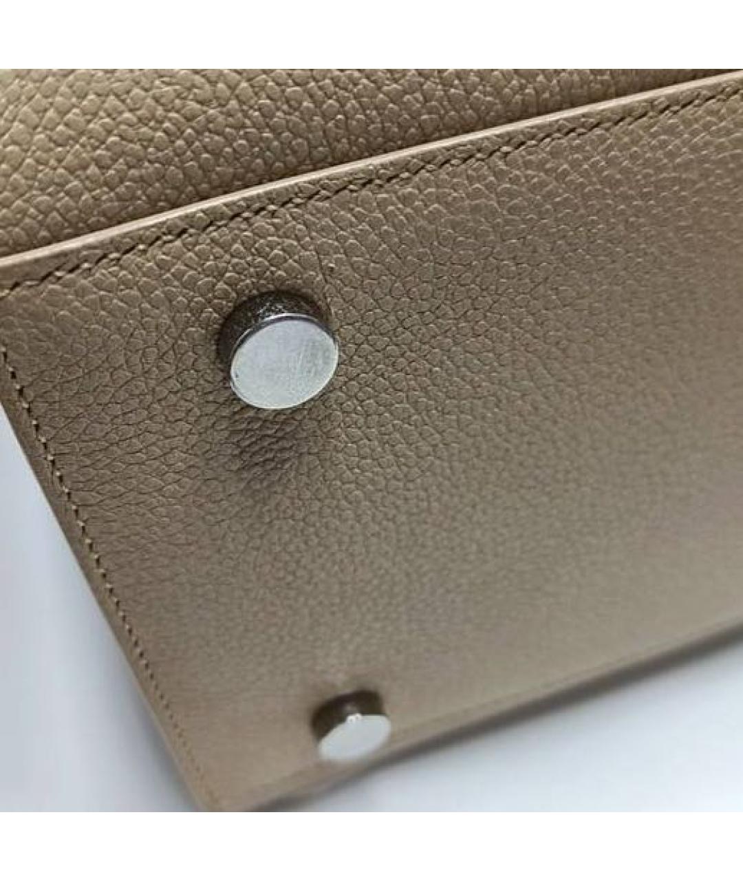 SAINT LAURENT Бежевая кожаная сумка с короткими ручками, фото 8