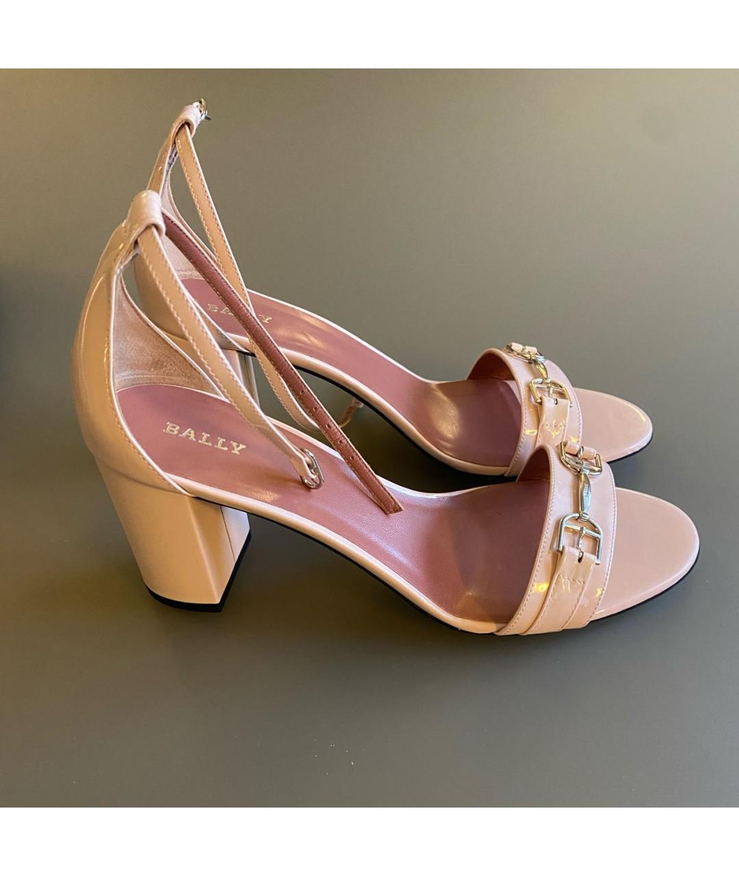 BALLY Розовые кожаные босоножки, фото 8