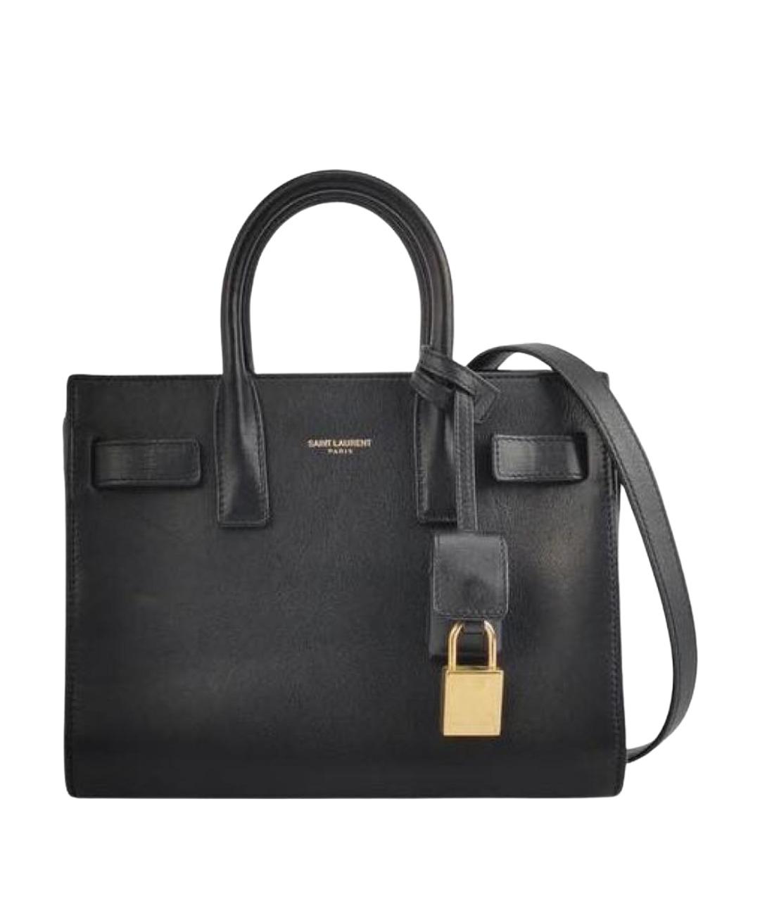 SAINT LAURENT Черная кожаная сумка с короткими ручками, фото 1