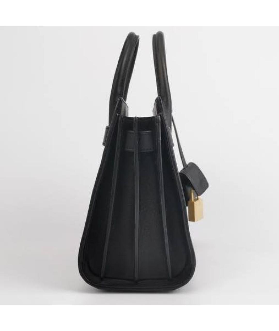 SAINT LAURENT Черная кожаная сумка с короткими ручками, фото 3