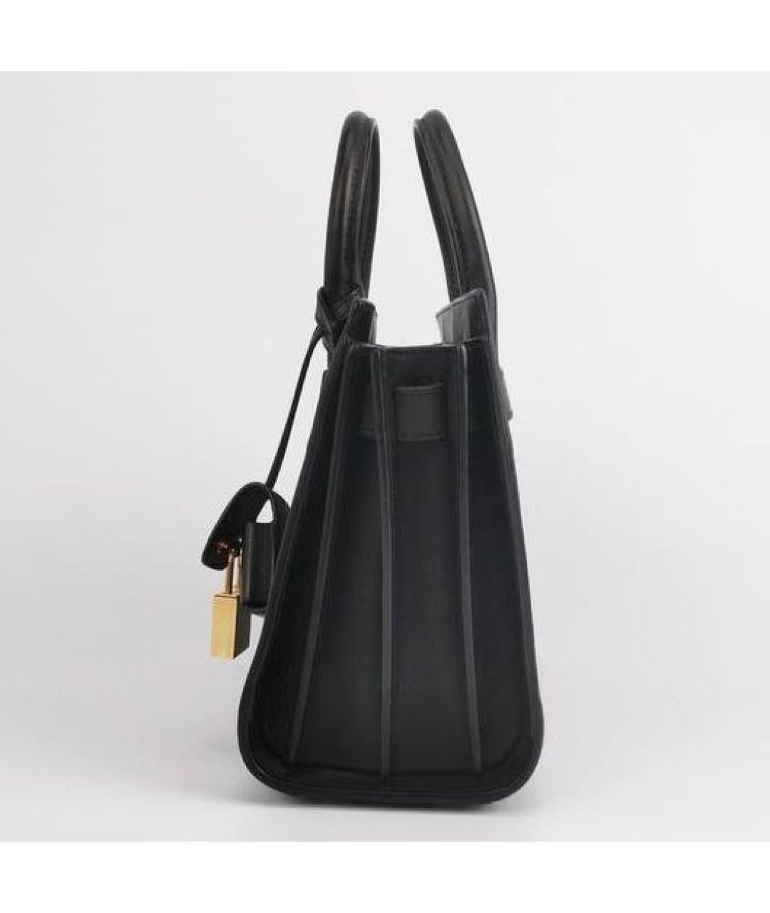 SAINT LAURENT Черная кожаная сумка с короткими ручками, фото 2