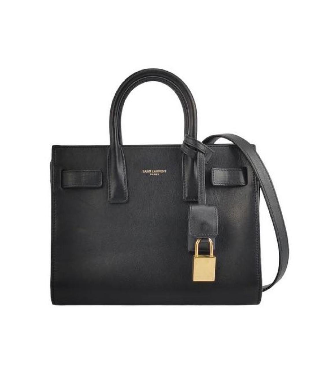 SAINT LAURENT Черная кожаная сумка с короткими ручками, фото 9