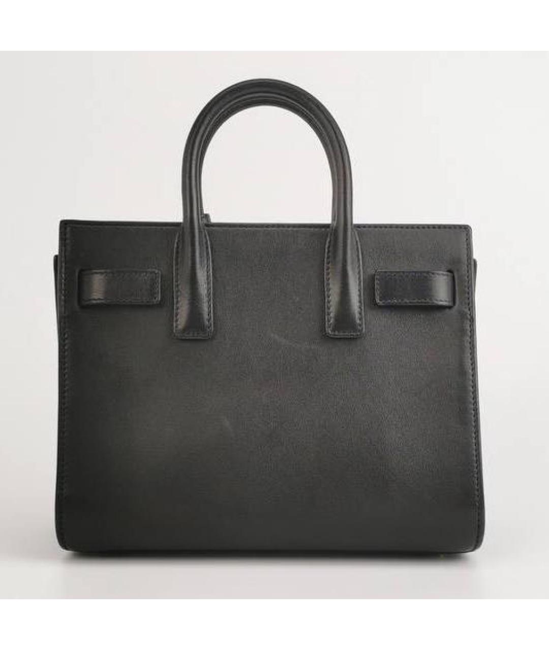 SAINT LAURENT Черная кожаная сумка с короткими ручками, фото 4