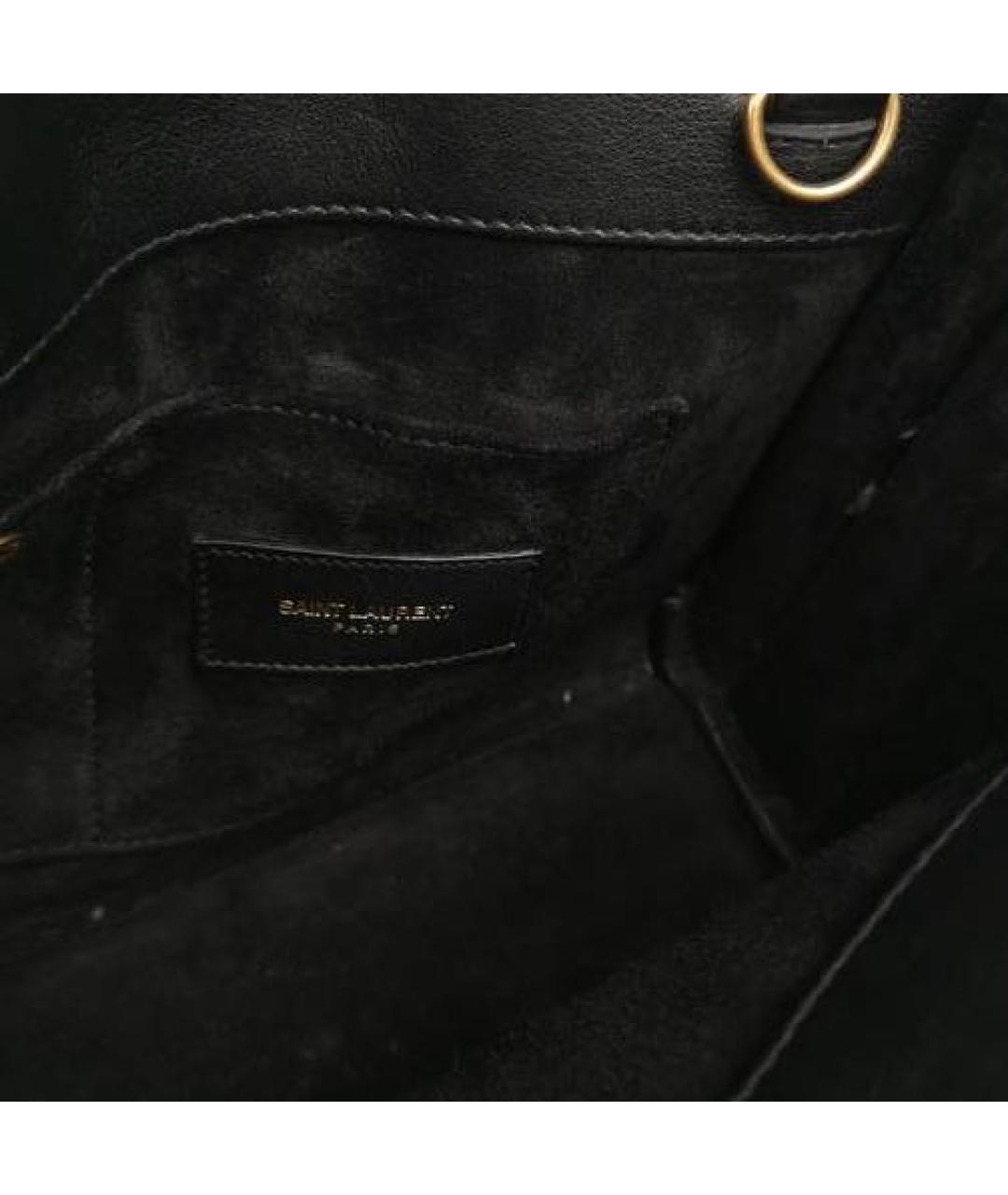 SAINT LAURENT Черная кожаная сумка с короткими ручками, фото 7