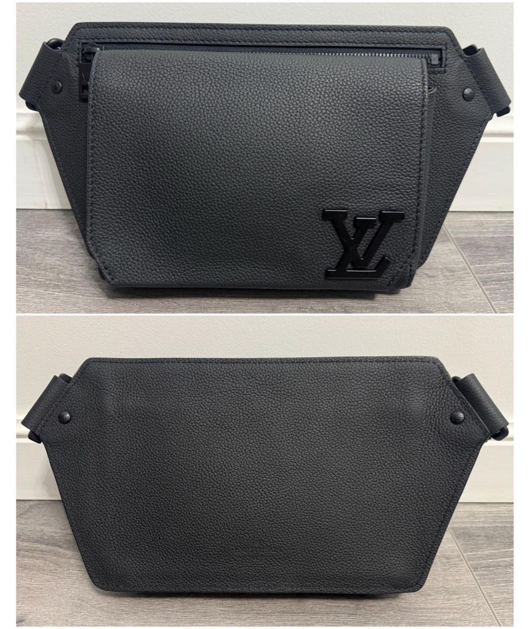 LOUIS VUITTON Черная кожаная поясная сумка, фото 2