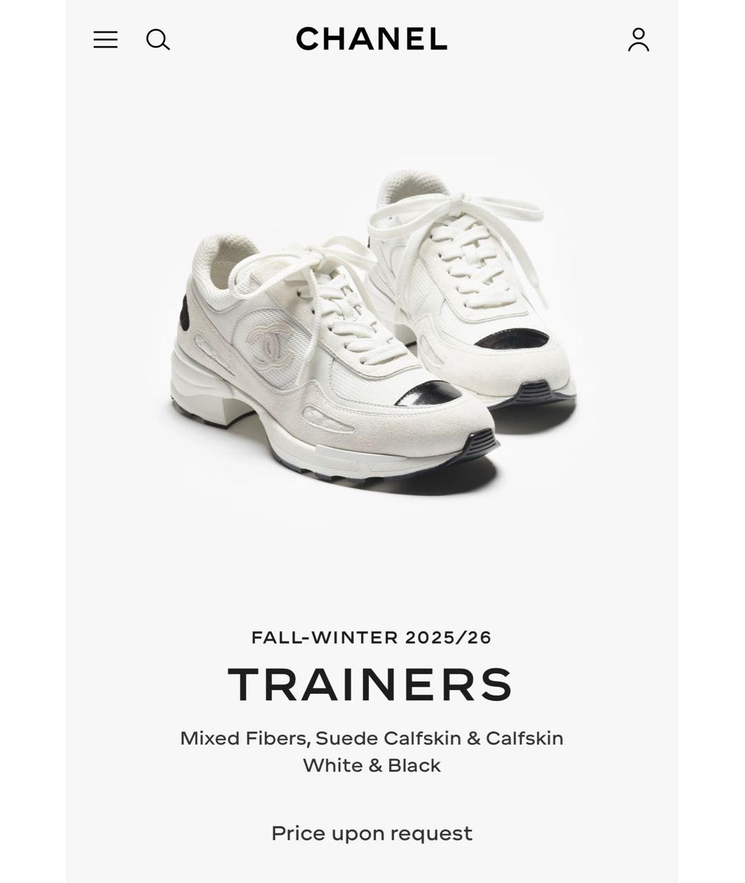 CHANEL Белые текстильные кроссовки, фото 7