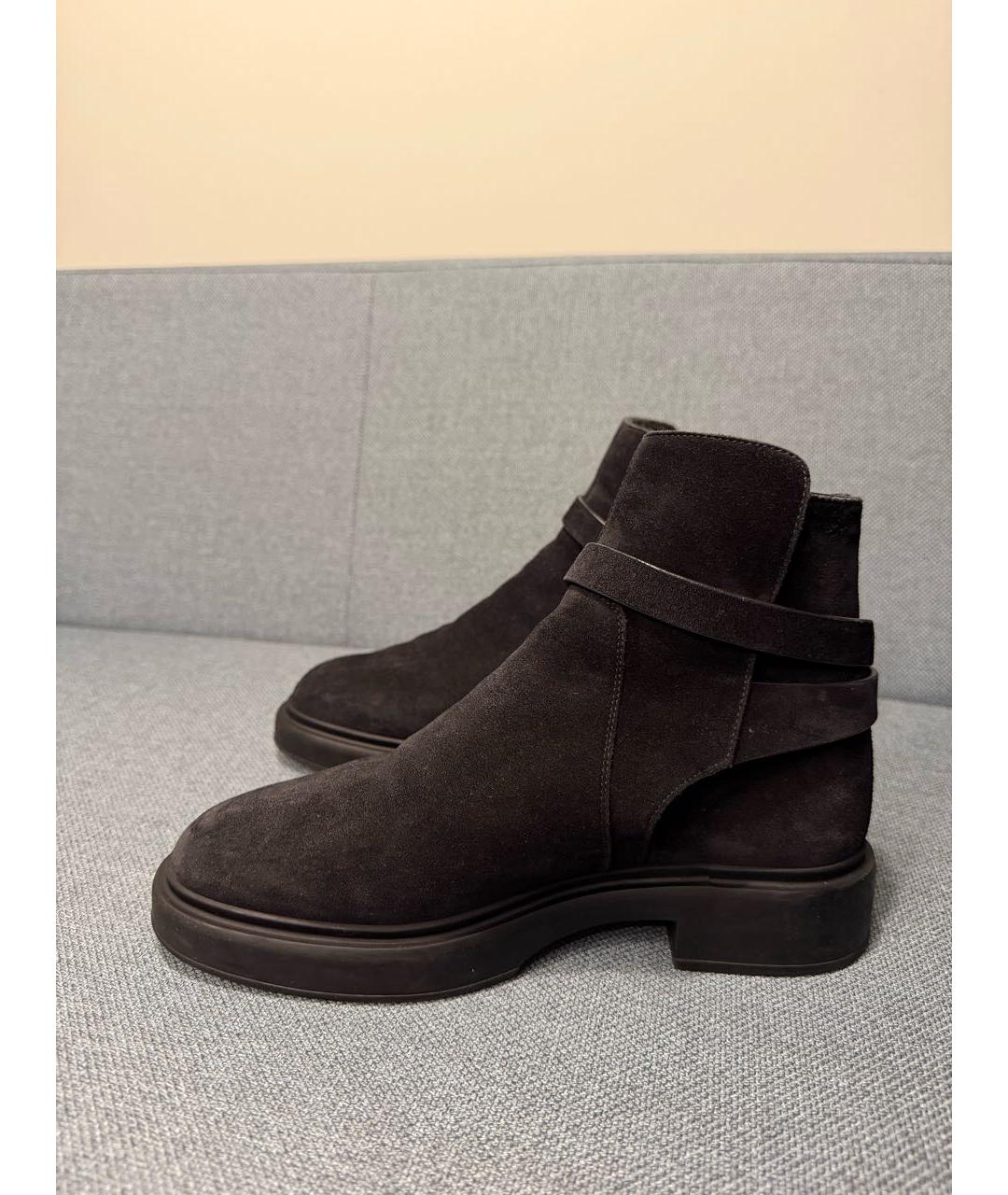 HERMES Черные замшевые полусапоги, фото 5