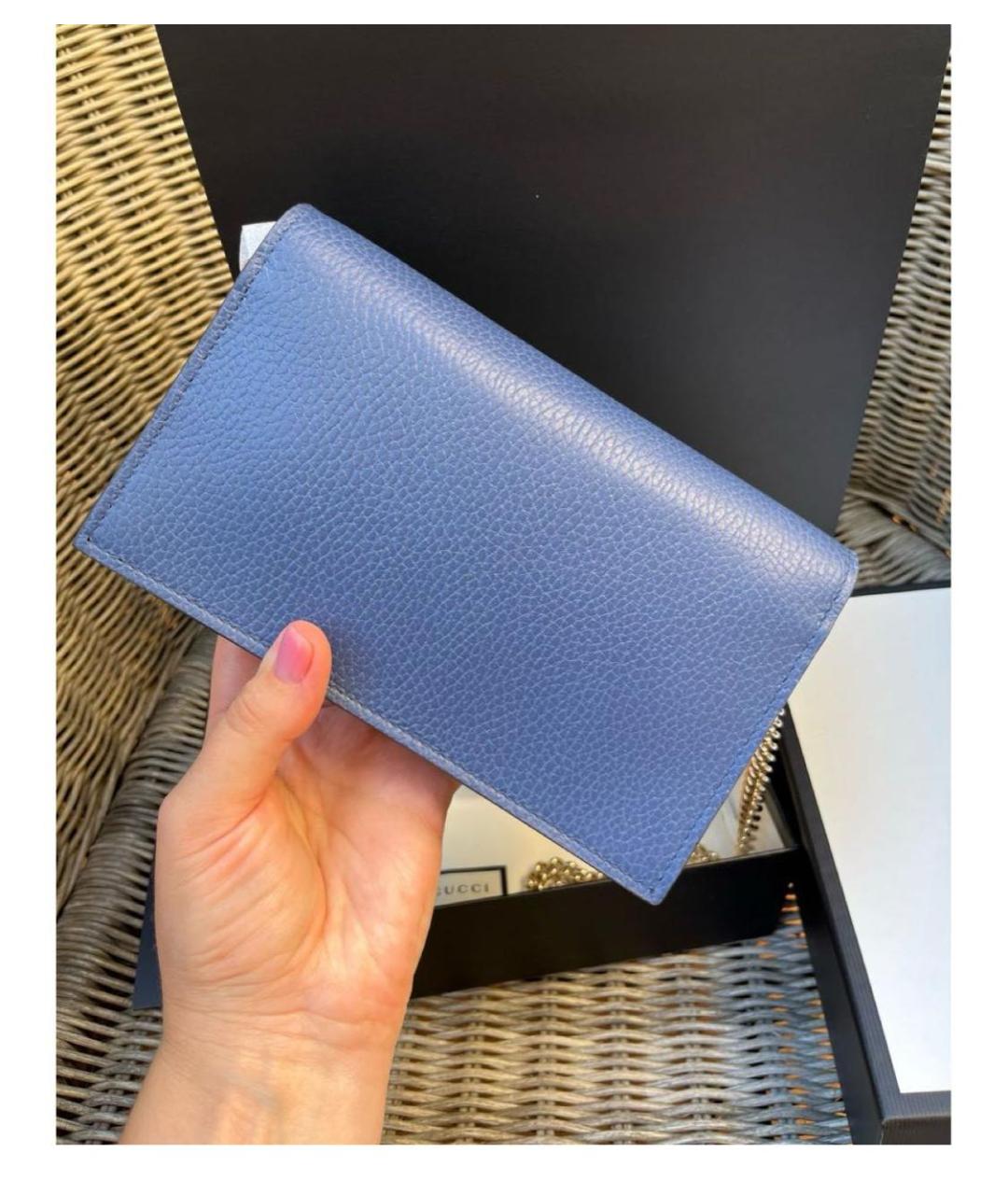 GUCCI Синяя кожаная сумка через плечо, фото 3