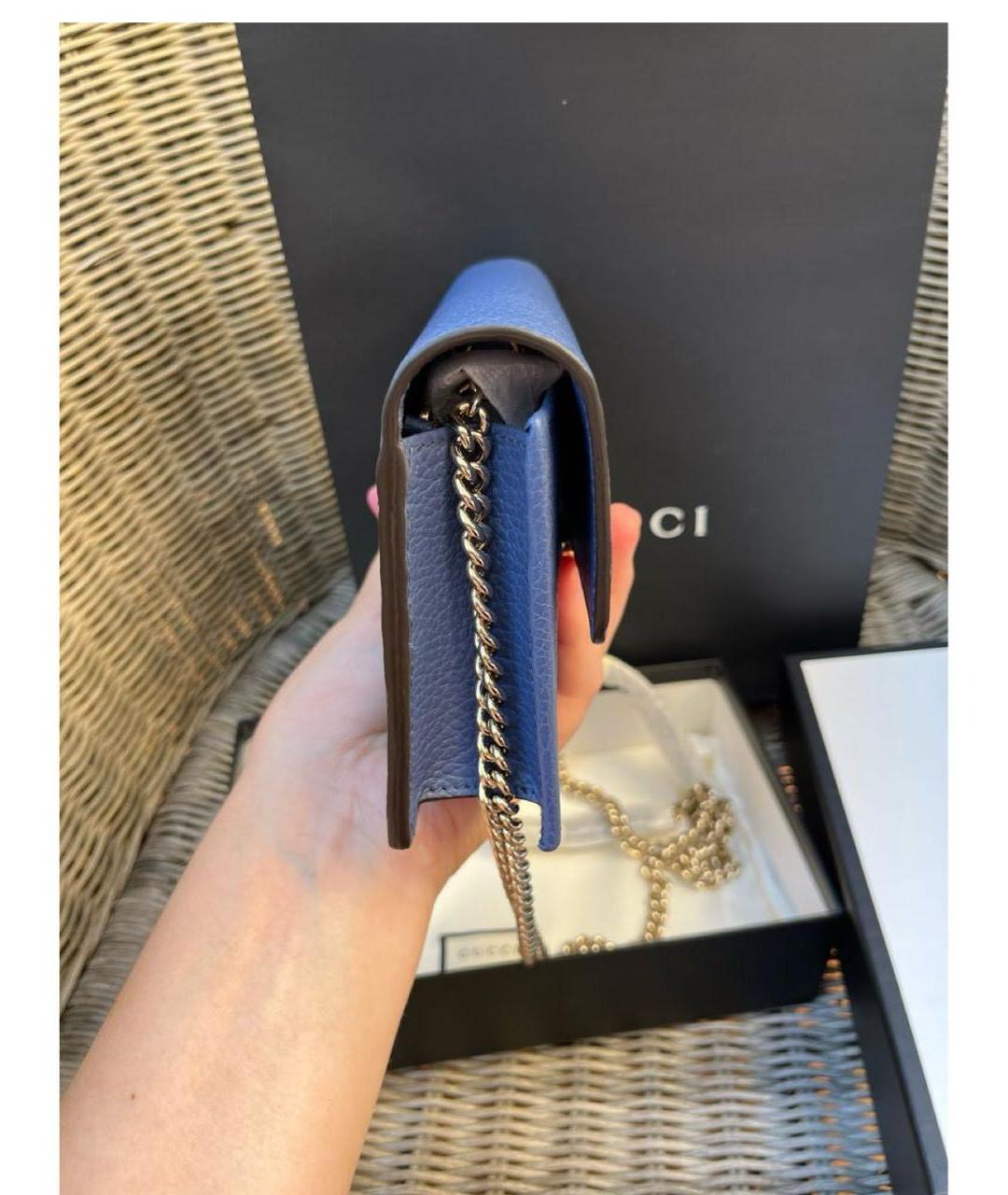 GUCCI Синяя кожаная сумка через плечо, фото 2