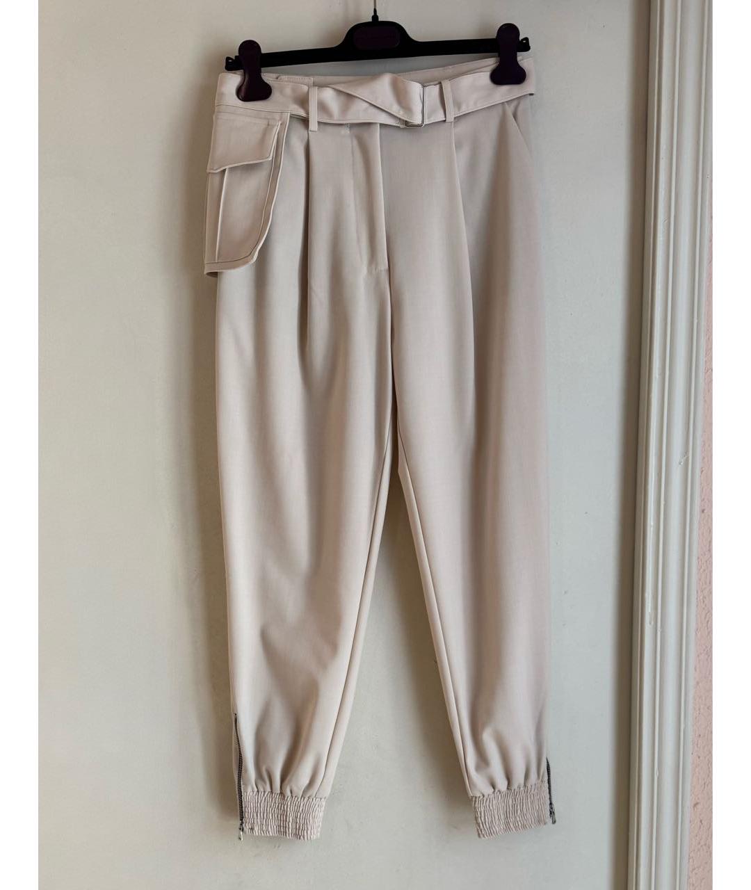 ERIKA CAVALLINI Бежевые шерстяные брюки узкие, фото 7