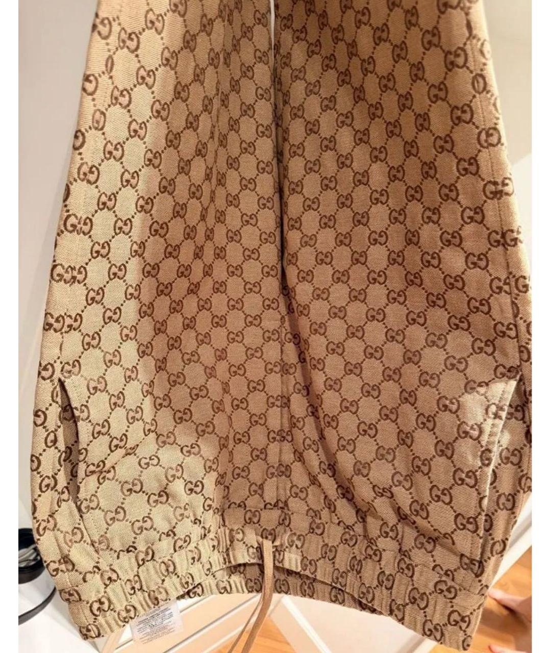 GUCCI Бежевые хлопковые повседневные брюки, фото 6