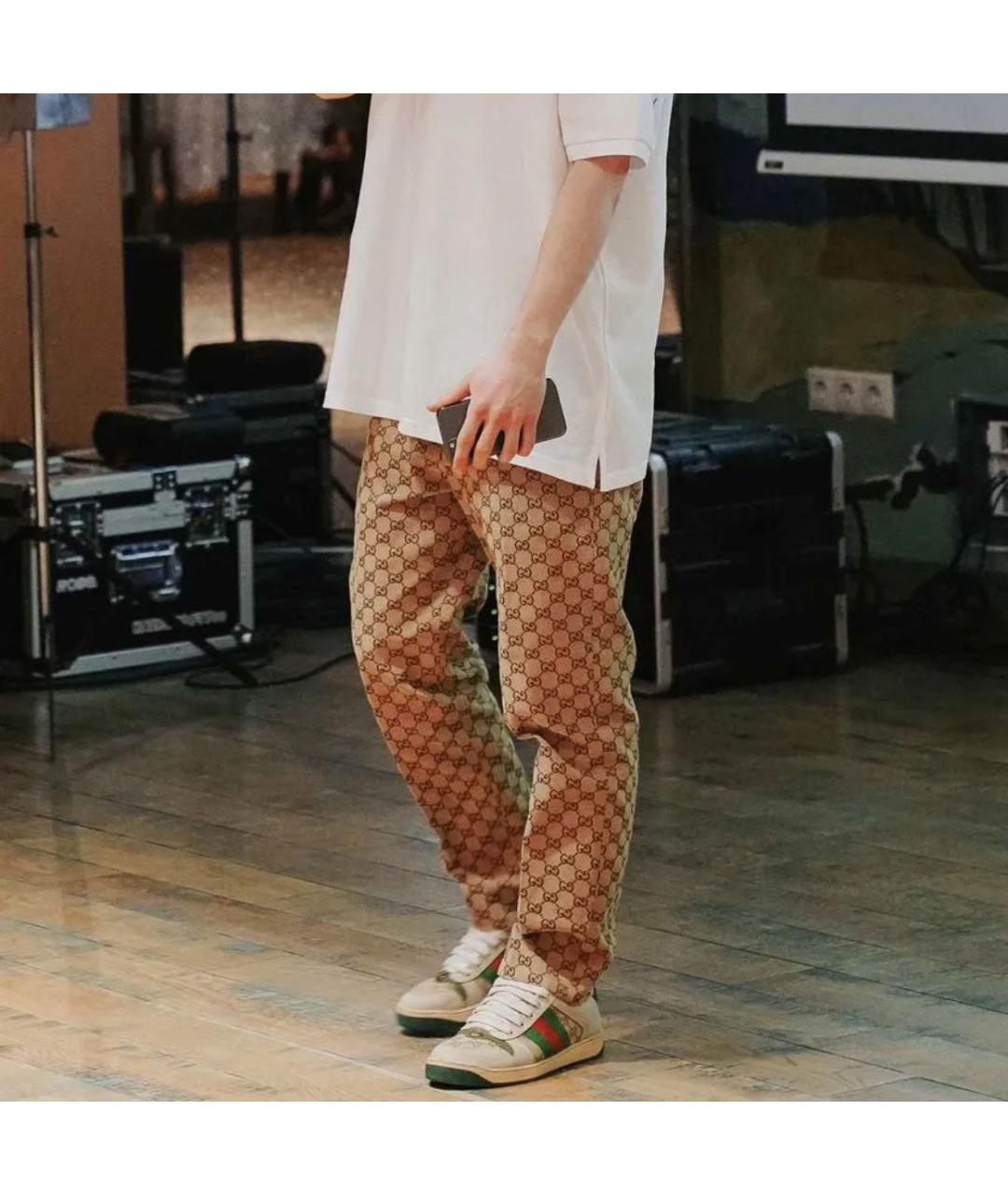 GUCCI Бежевые хлопковые повседневные брюки, фото 7