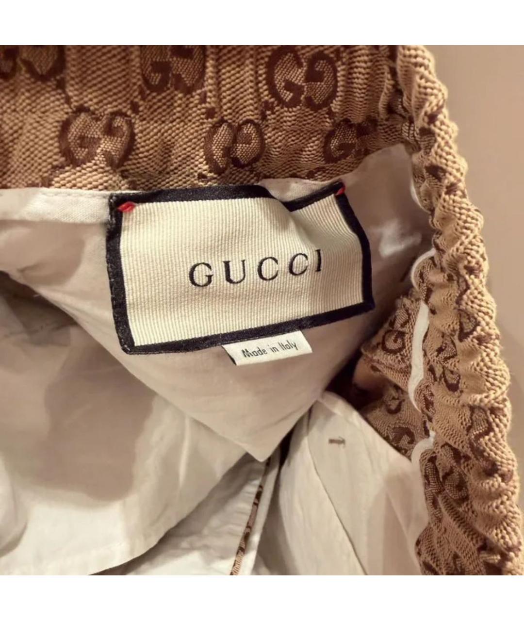 GUCCI Бежевые хлопковые повседневные брюки, фото 2