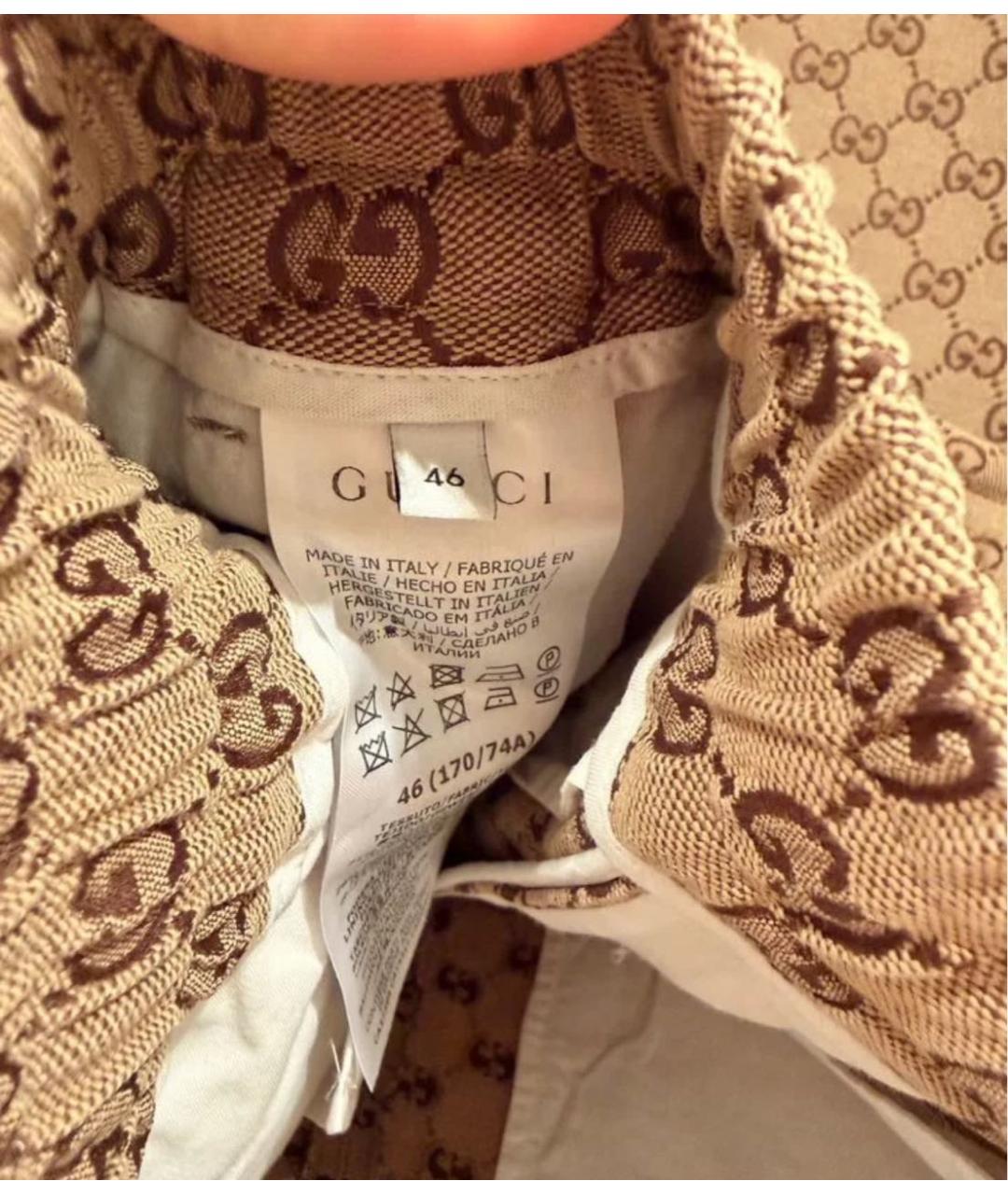 GUCCI Бежевые хлопковые повседневные брюки, фото 3