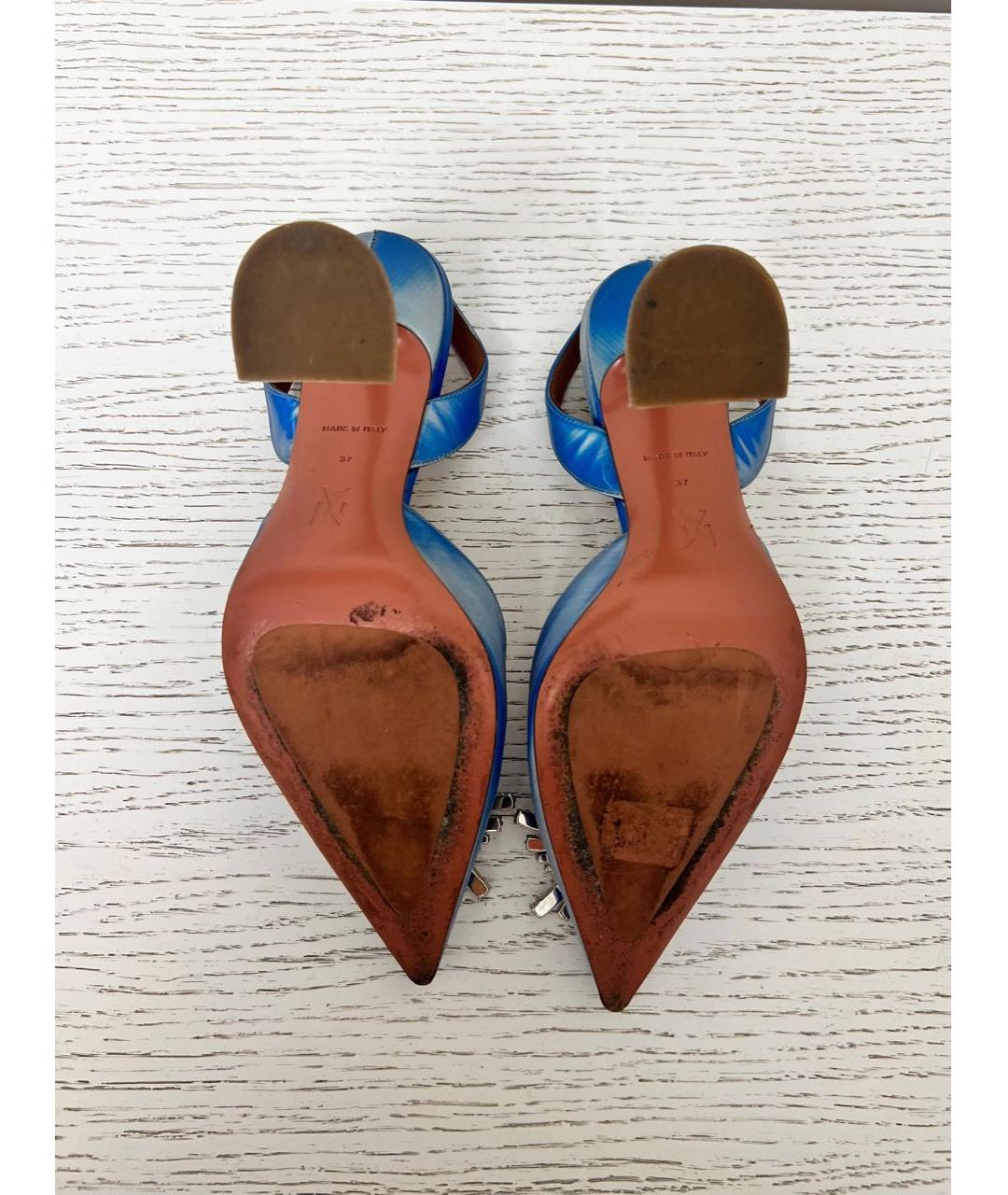 Amina Muaddi Голубые текстильные туфли, фото 5