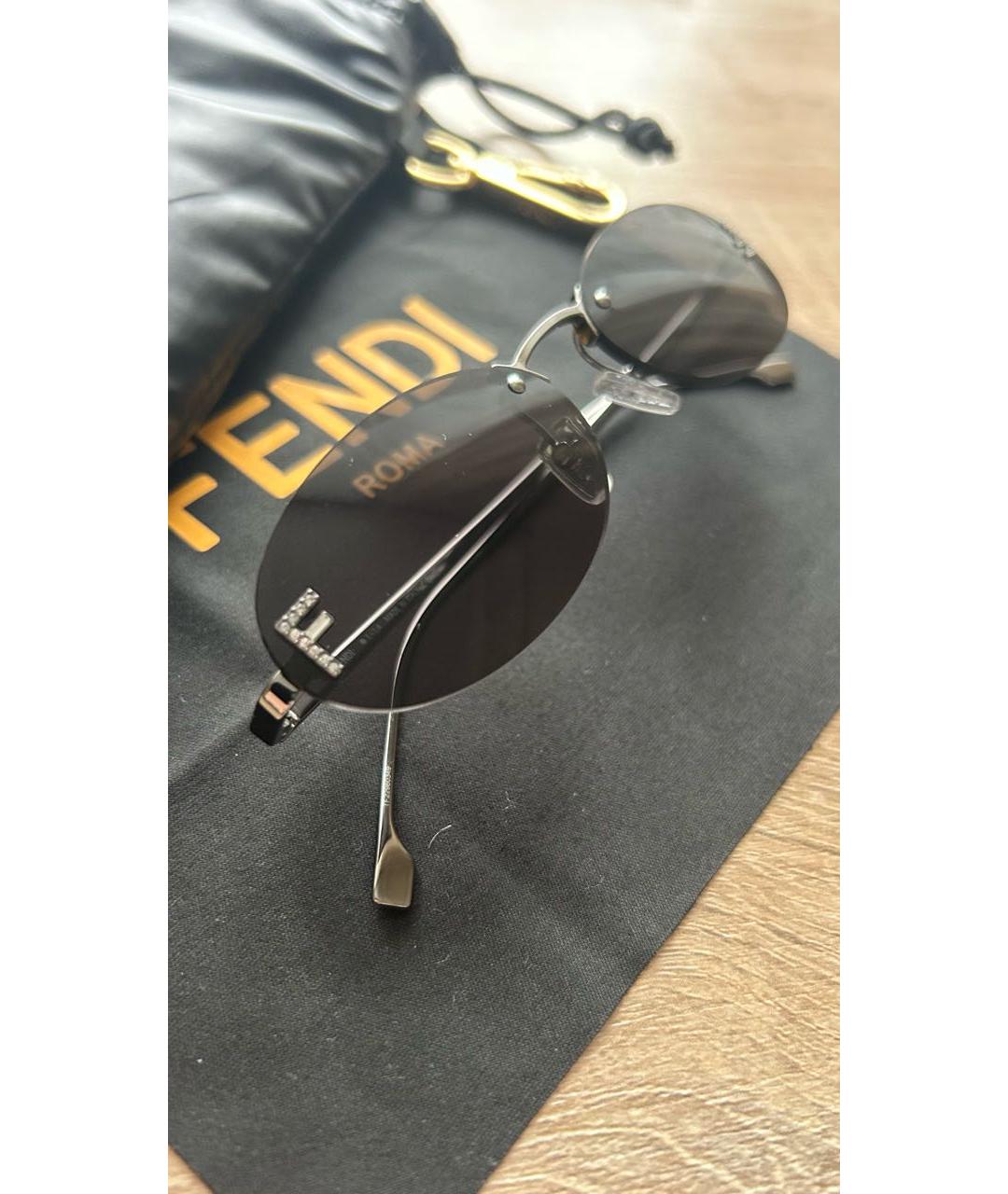 FENDI Антрацитовые металлические солнцезащитные очки, фото 3
