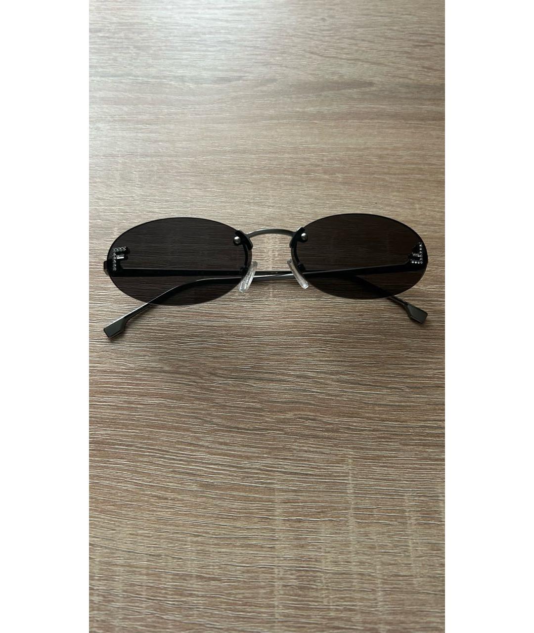 FENDI Антрацитовые металлические солнцезащитные очки, фото 5