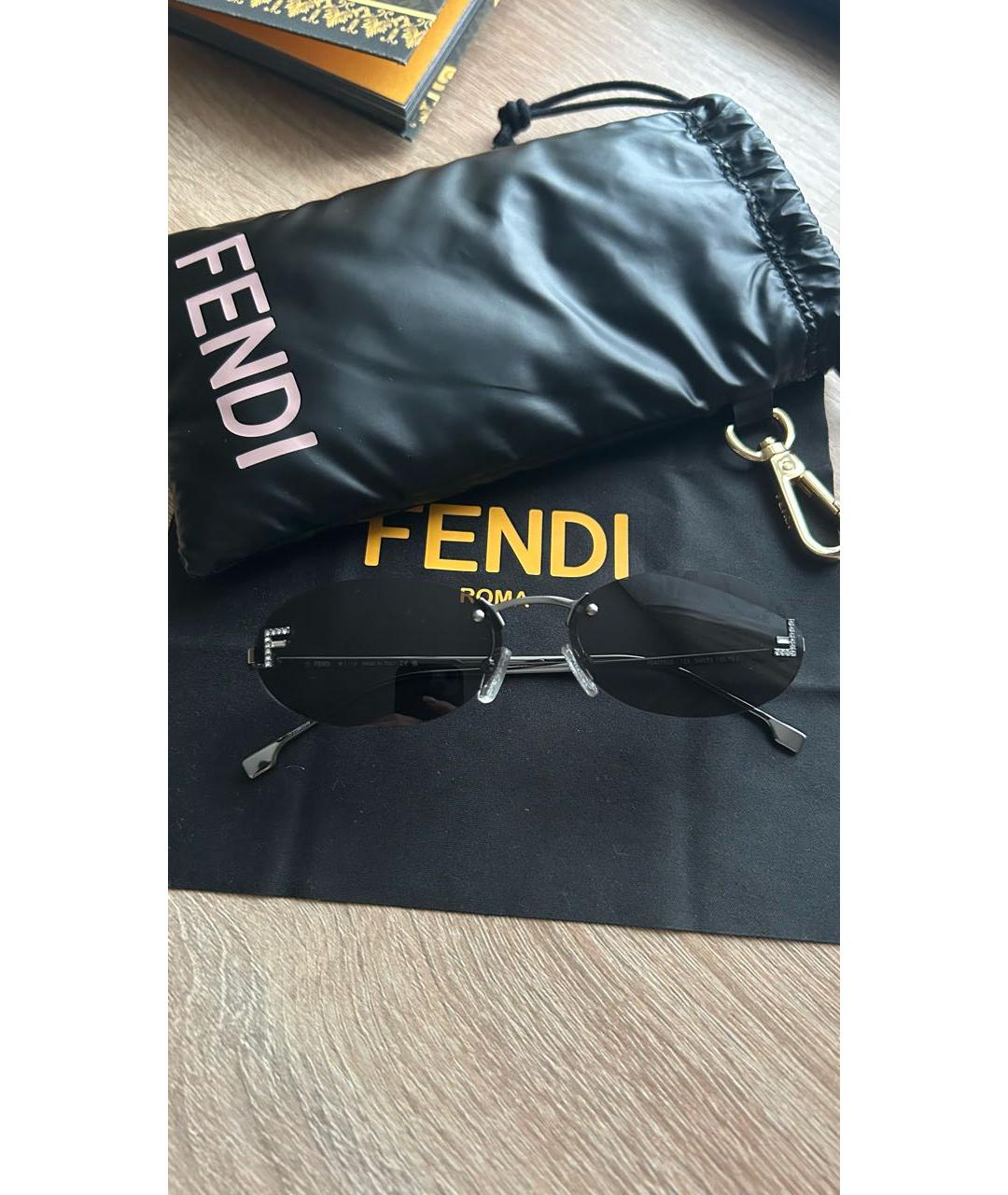 FENDI Антрацитовые металлические солнцезащитные очки, фото 2