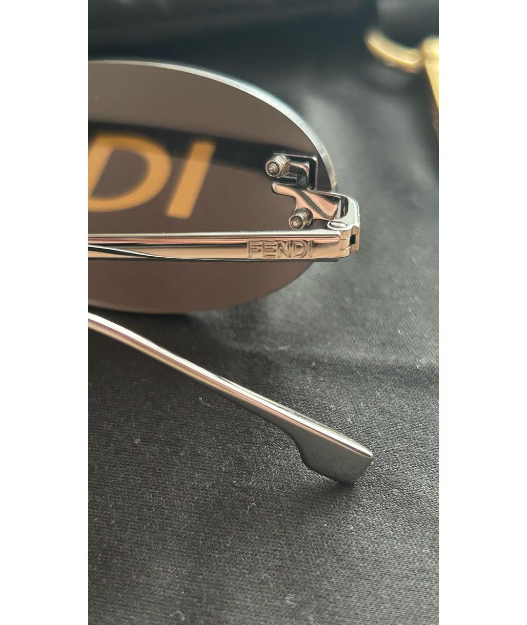 FENDI Антрацитовые металлические солнцезащитные очки, фото 7