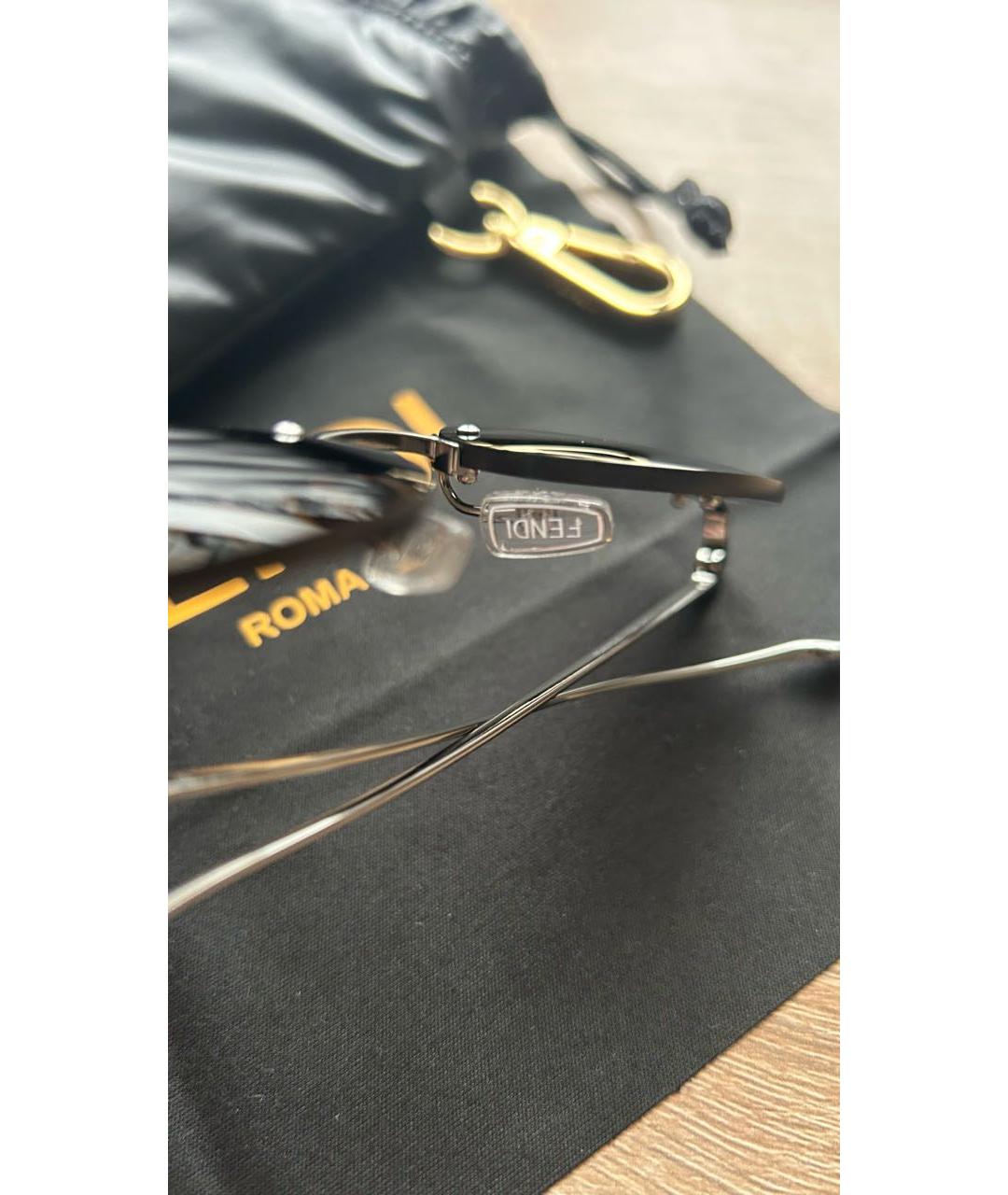 FENDI Антрацитовые металлические солнцезащитные очки, фото 8