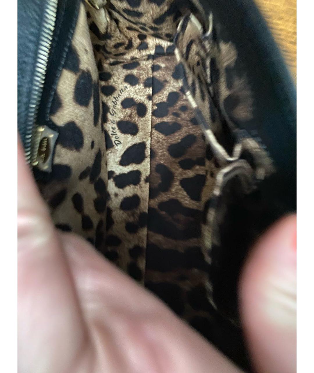 DOLCE&GABBANA Черная кожаная сумка с короткими ручками, фото 5