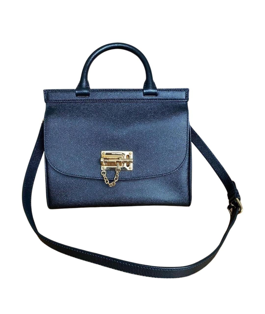 DOLCE&GABBANA Черная кожаная сумка с короткими ручками, фото 1