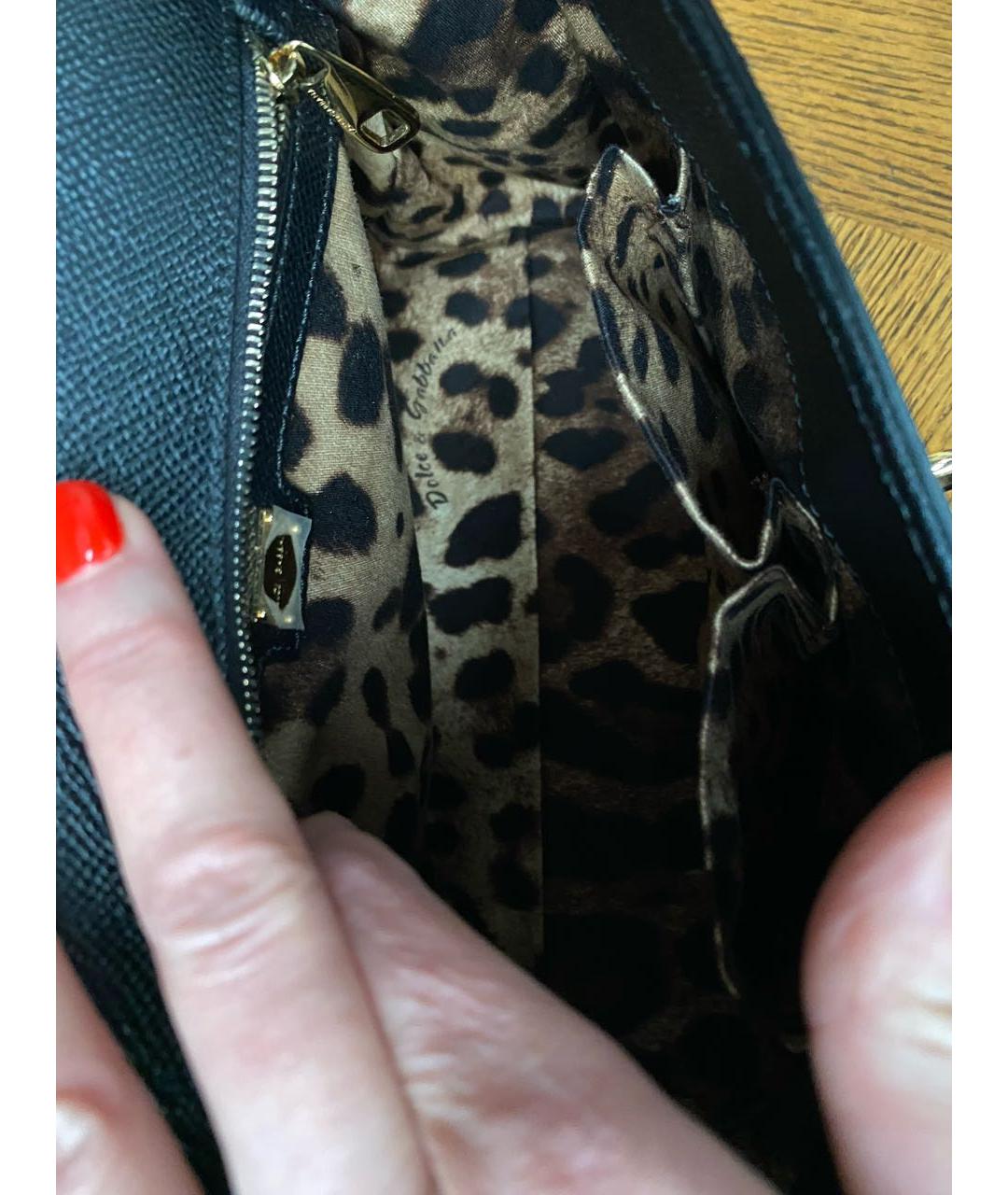 DOLCE&GABBANA Черная кожаная сумка с короткими ручками, фото 4