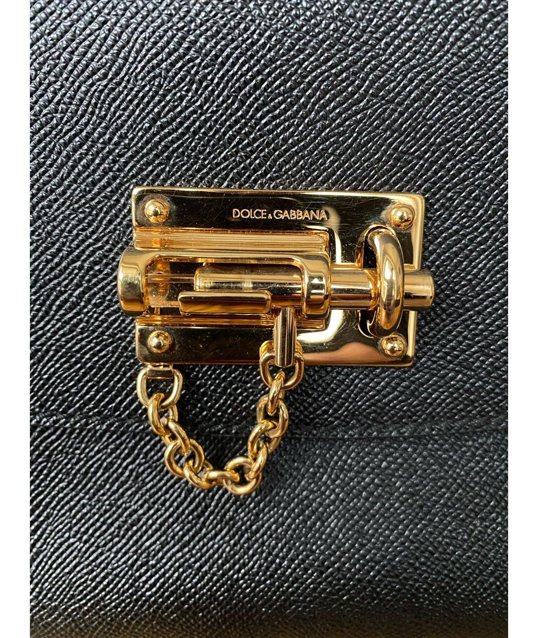 DOLCE&GABBANA Черная кожаная сумка с короткими ручками, фото 6