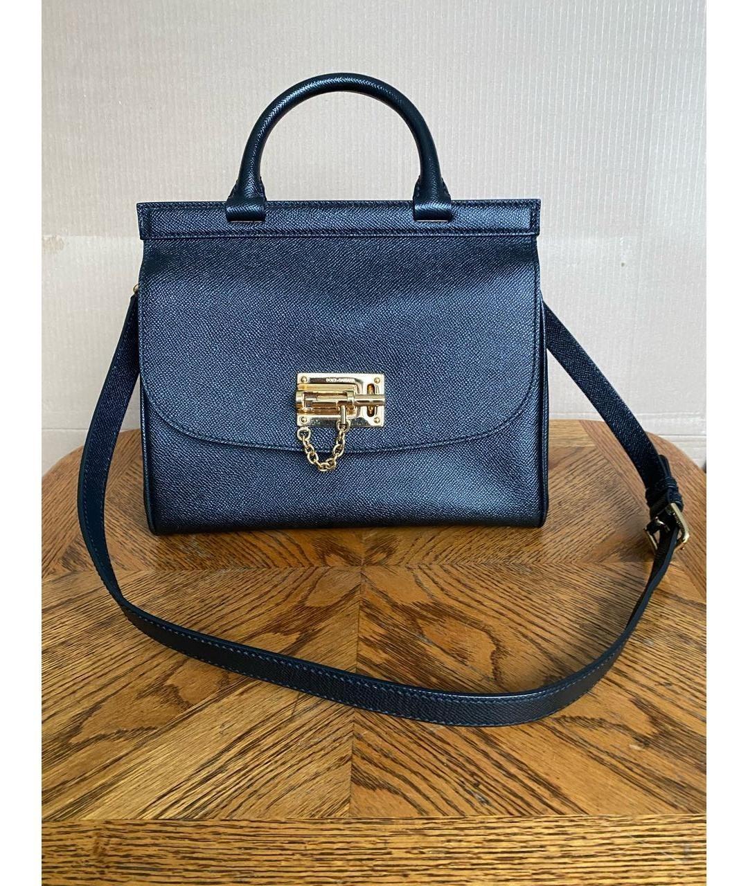 DOLCE&GABBANA Черная кожаная сумка с короткими ручками, фото 9